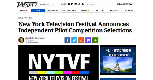 Screenshot of NYTVF website